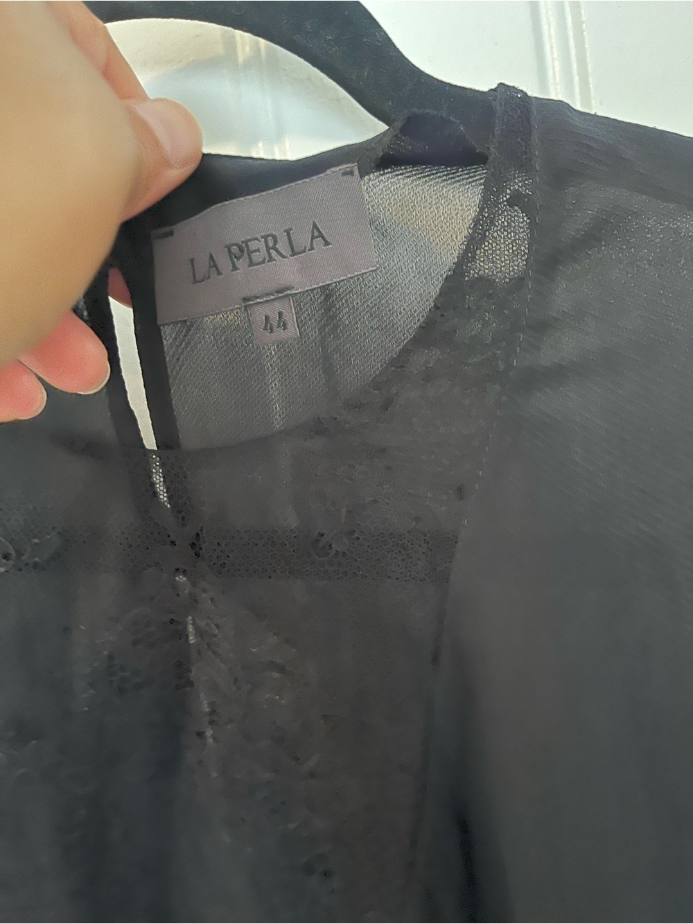 La Perla Black Silk Sheer Lace Blouse size 44